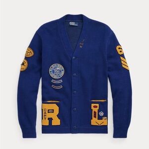 Ralph Lauren Navy and Yellow Varsity Cardigan